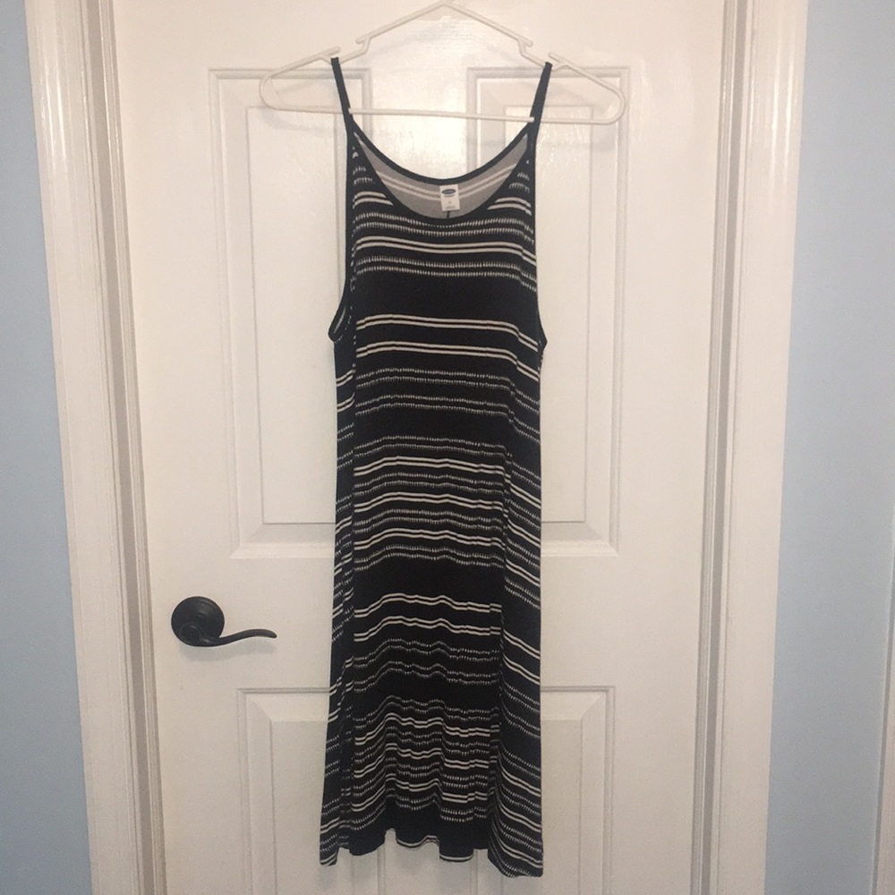 Old Navy Black and White Striped Swing Dress